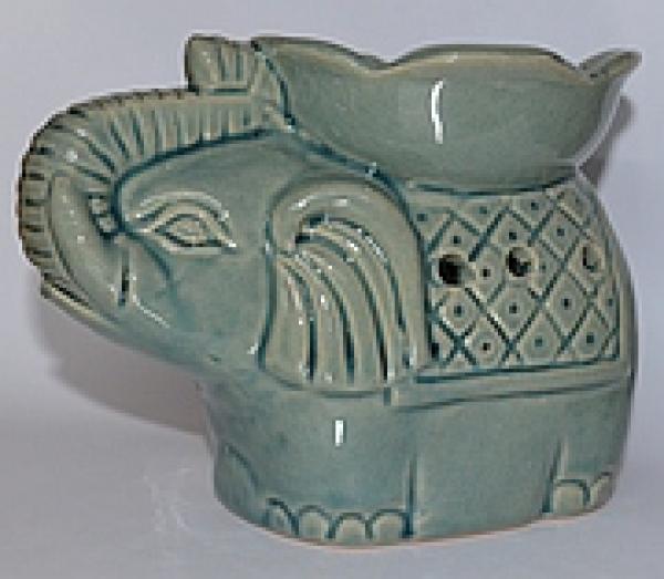 Duftlampe Elefant mit Blumenschale in Türkis Duftlampe Elefant mit Blumenschale in Türkis